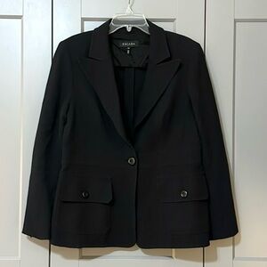 Escada Cotton Silk Blend Blazer Single Button Black Zip Cuff Women’s Sz 42 US 12